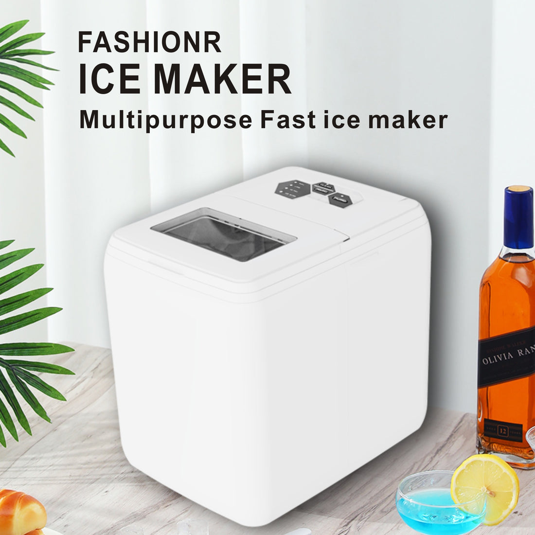 Ice Maker Ice Maker Countertop 44LBS Ice Maker Home Use Outdoor Use Ice Maker 20KG Compact Ice Maker With Ice Scoop &amp; Basket, Ideal For Home Use Party Camping