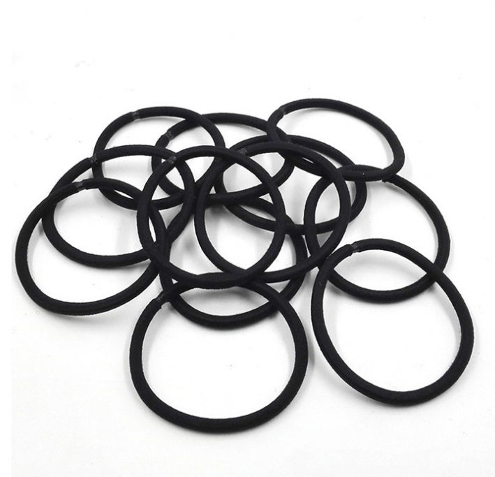 100Pcs Black Elastic Hair Bands Ponytail Holder Head Rope Ties Hats Hair Styling Kids Girl Accessories Scrunchie