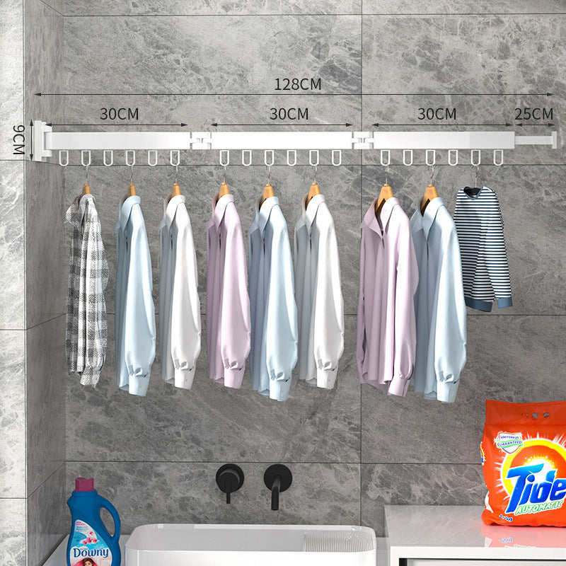 Folding Clothes Hanger Wall Mount Retractable Cloth Drying Rack Indoor &amp; Outdoor Space Saving Aluminum Home Laundry Clothesline